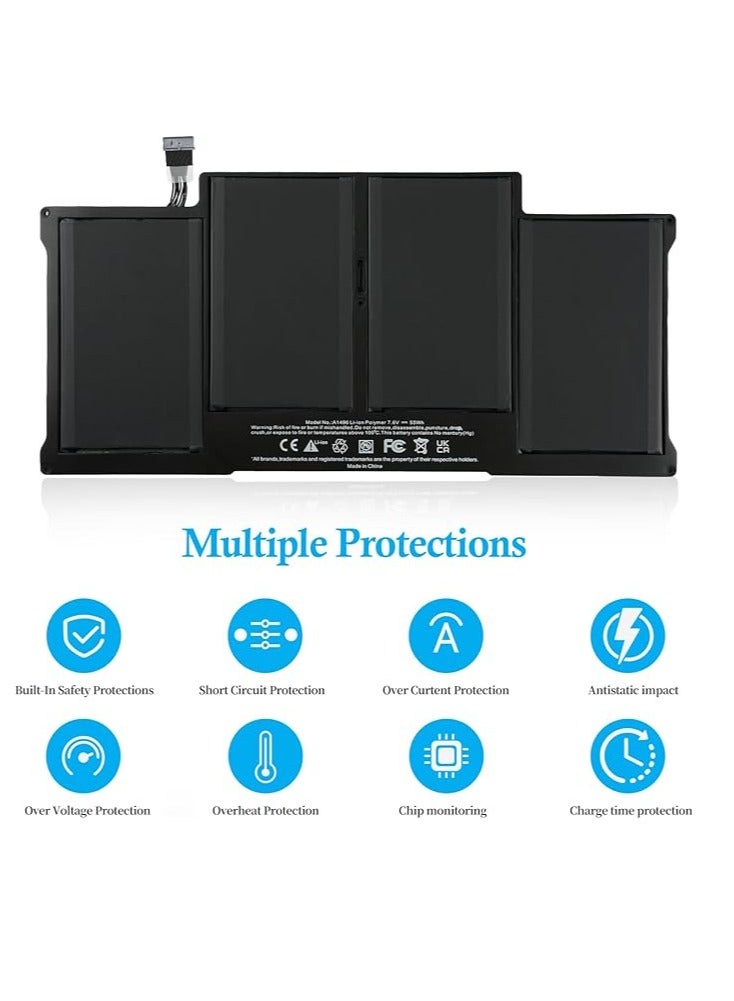 Terabyte Compatible 7.6 V/55 Wh A1496 Laptop Battery for MacBook Air 13 Inch A1369 (Late 2010 Mid 2011) A1466 (Mid 2012 2013 Early 2014 2015 2017) A1405 A1377 MC965LL/A MC965LL/A MC966 6 MD231 MD760 MD761 - Image 3