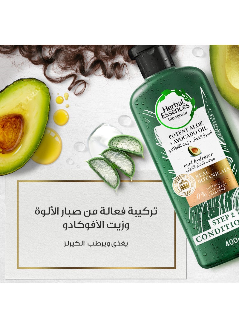 Herbal Essences Sulfate Free Potent Aloe + Avocado Oil Hair Conditioner For Curl Hydration And Moisturizing 400ml - Image 2
