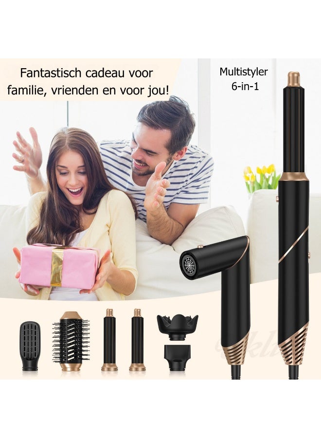 ELTRAZONE 6-in-1 Multifunction Hair Dryer Brush with Replaceable Styling Heads – Foldable Fast-Heating Hot Air Comb with Heat-Resistant Glove – Non-Damaging Styler for All Hair Types & Home Use - Image 4