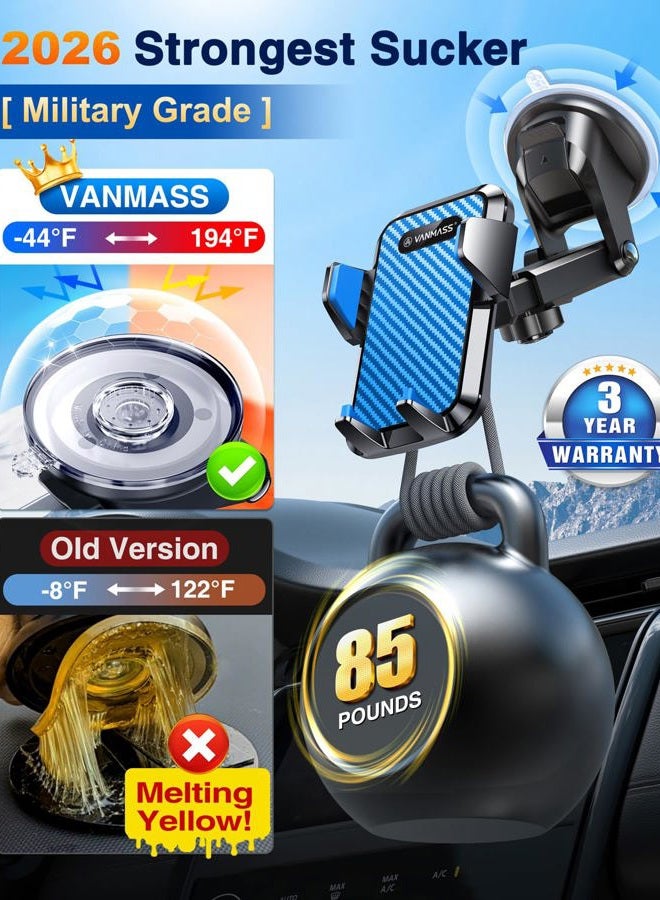 VANMASS 2025【Strongest Suction & Military-Grade】 Car Phone Mount 【Patent & Safety】 Cell Phone Holder Handsfree Stand for Dash Windshield Vent for iPhone 16 15 Pro Max 14 Android & Truck, Blue - Image 2