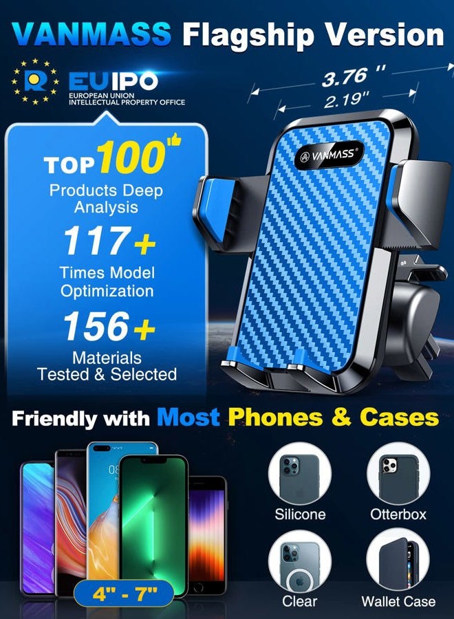 VANMASS 2025【Strongest Suction & Military-Grade】 Car Phone Mount 【Patent & Safety】 Cell Phone Holder Handsfree Stand for Dash Windshield Vent for iPhone 16 15 Pro Max 14 Android & Truck, Blue - Image 4
