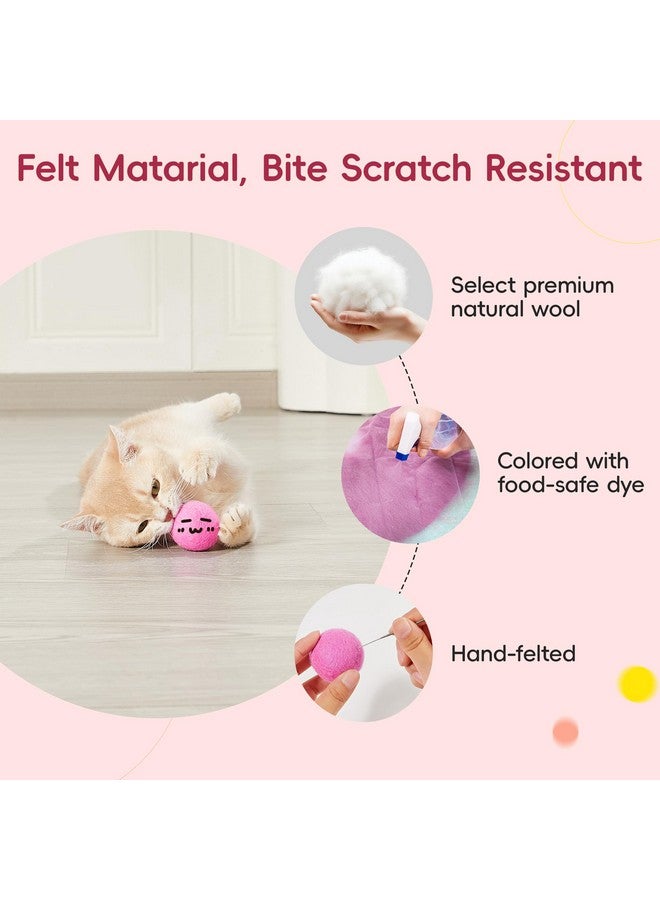 بوتاروما، 12 قطعة من ألعاب كرات القطط الهادئة المصنوعة من اللباد مع عشبة النعناع البري بداخلها، ألعاب تمارين ركل القطط، ألعاب قطط صغيرة ملونة ممتعة 1.6 بوصة - Image 3