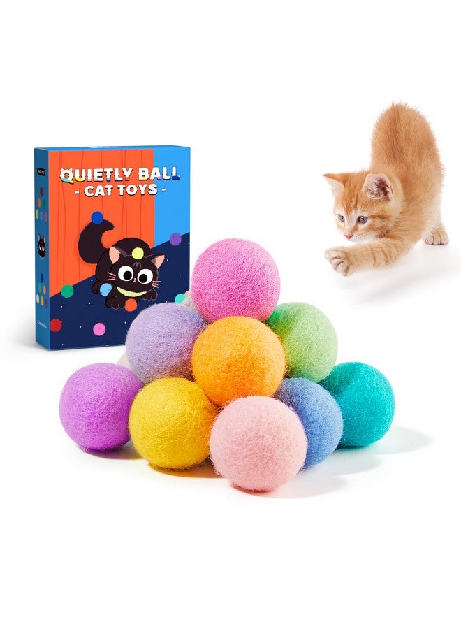 بوتاروما، 12 قطعة من ألعاب كرات القطط الهادئة المصنوعة من اللباد مع عشبة النعناع البري بداخلها، ألعاب تمارين ركل القطط، ألعاب قطط صغيرة ملونة ممتعة 1.6 بوصة - Image 1
