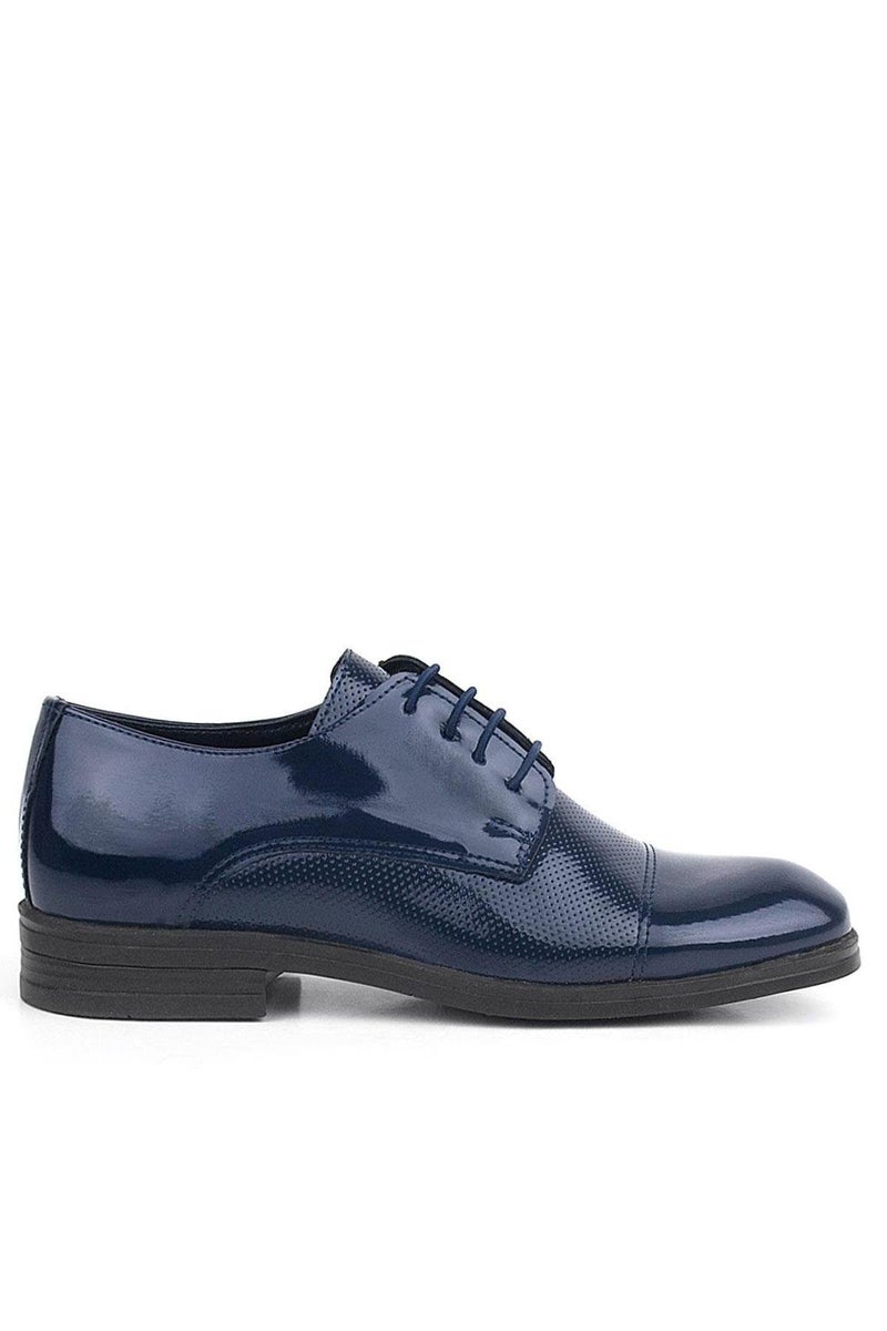 Rakerplus Classic children's shoes from Raker Plus, made of dark blue patent leather, with Oxford laces. - Image 4