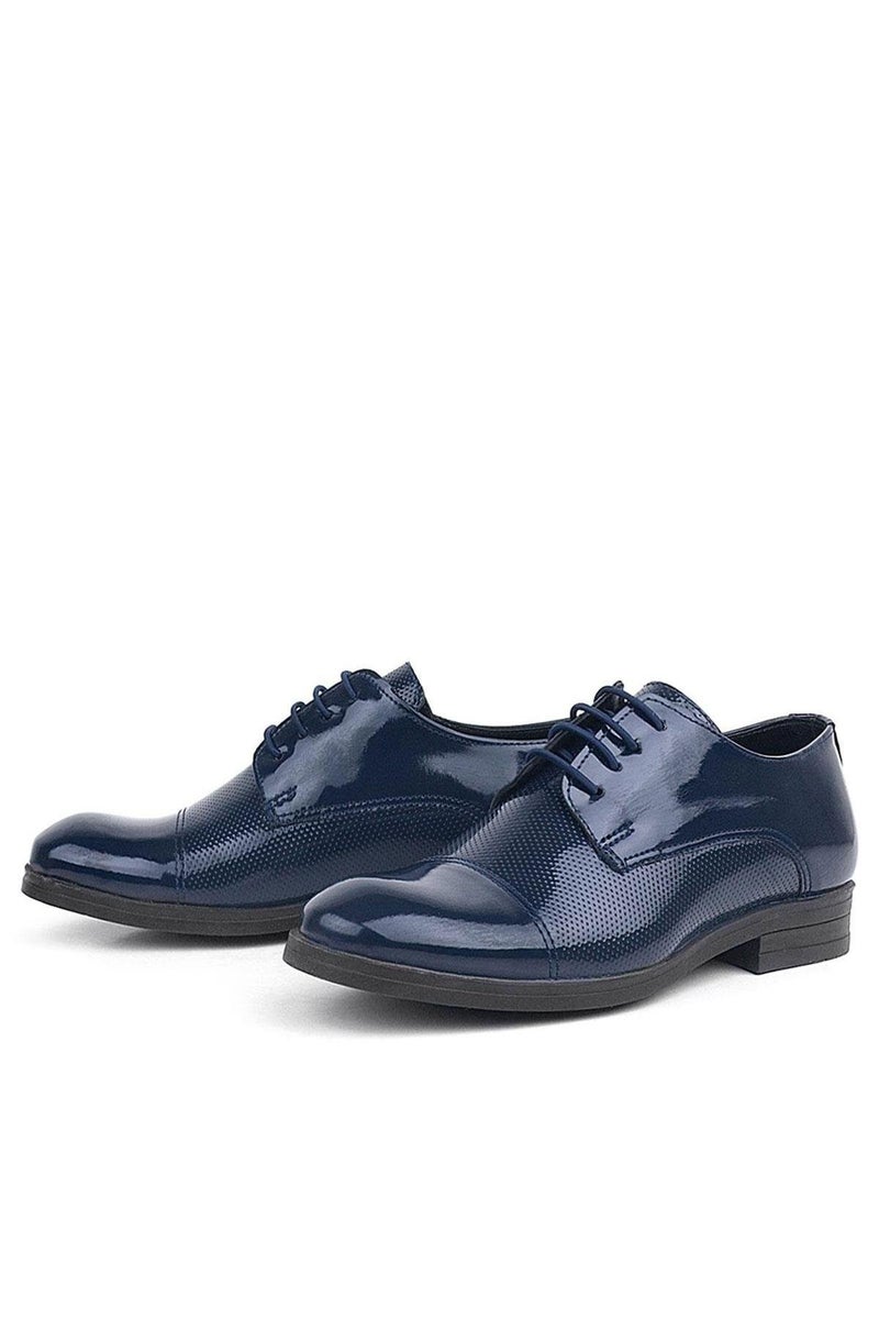 Rakerplus Classic children's shoes from Raker Plus, made of dark blue patent leather, with Oxford laces. - Image 5