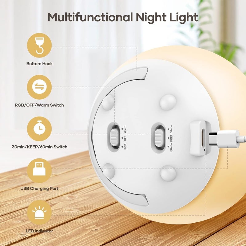 AccLoo USB Rechargeable Night Light for Kids - Dimmable, 7 Color Changing, Touch Control, Timer - Image 5