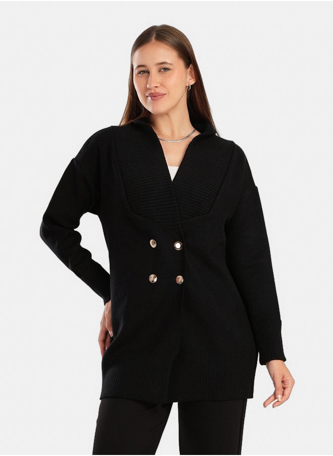 Clue Double Breasted Chunky Cardigan  - Image 1