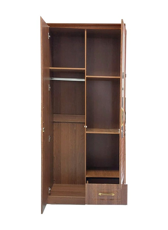 Multi Home Furniture 2 Door Wooden Wardrobe Cabinet Cupboard Engineered Wood Perfect Modern Stylish Heavy Duty With Mirror MH-8821-2D-BROWN  - Image 5
