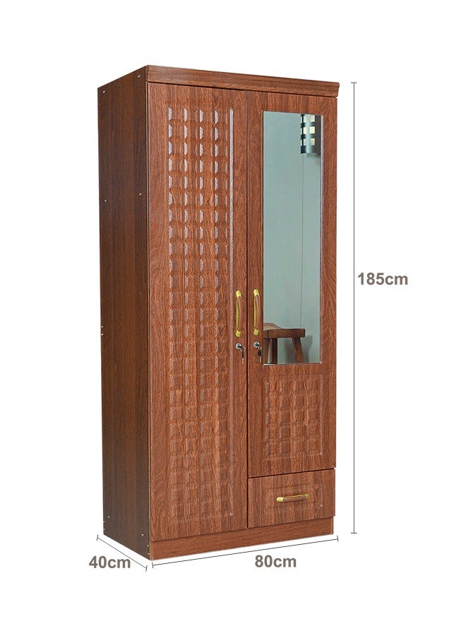 Multi Home Furniture 2 Door Wooden Wardrobe Cabinet Cupboard Engineered Wood Perfect Modern Stylish Heavy Duty With Mirror MH-8821-2D-BROWN  - Image 4