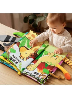 Generic Cloth Book Early Education Baby Can't Tear It, Can Bite Three-dimensional Tail Hand Tear Book 6 Months Baby Cognitive Educational Toy 4-Color:[2 Large Cloth Books] Forest + Fruits And Vegetables  - Image 2