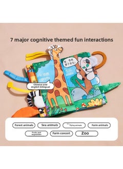 Generic Cloth Book Early Education Baby Can't Tear It, Can Bite Three-dimensional Tail Hand Tear Book 6 Months Baby Cognitive Educational Toy 4-Color:[2 Large Cloth Books] Forest + Fruits And Vegetables  - Image 4