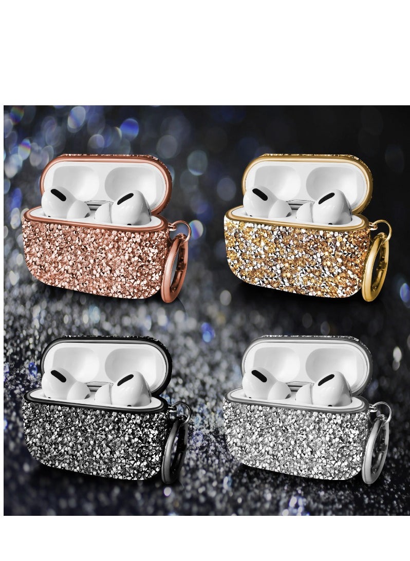 ACLIX - Compatible with Airpods Pro 2 Diamond Case 3D Rhinestone Bling Glitter Crystal Shiny Sparkle Cute for AirPods Pro 2 Cover for Girls Women Wireless Charging Luxury Skin for AirPods Pro2-Black - Image 1