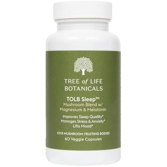 Tree of Life Botanicals - Sleep Mushroom Complex with Magnesium, Melatonin, Reishi, Lion’s Mane, Cordyceps - Calms, Deep Sleep, Restoration (60 Count - 30 Day Supply) - Image 1