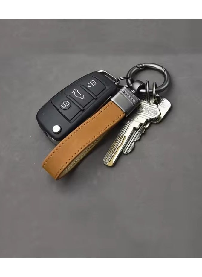 Men Genuine Leather Keychain Black Brown Real Leather Car Key Holder Business Gift Good Quality Luxury
