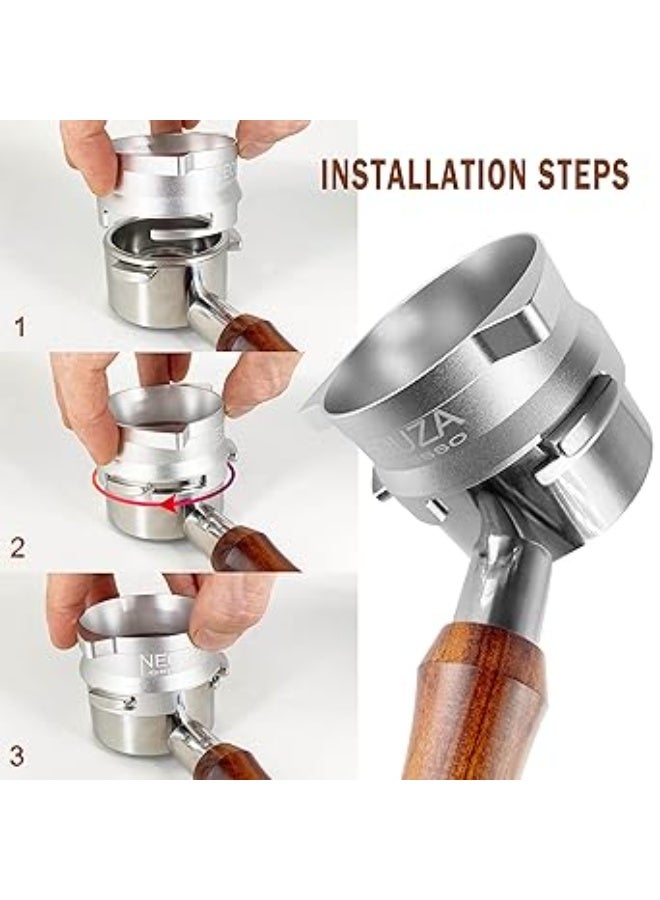 نيوزا "قمع جرعات القهوة الذكي بدون استخدام اليدين من نيوزا مقاس 54 ملم – أداة توزيع احترافية لتحضير الإسبريسو، ملحق بورتافلتر متوافق مع ماكينة سيج بريفيل باريستا برو وسلسلة 8، تصميم متين لتحضير القهوة بدقة في المقاهي والمنازل" - Image 3