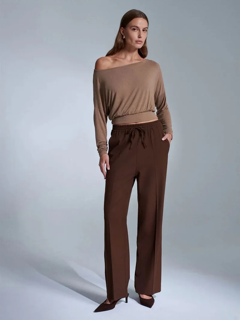 ديلفين DILVIN Women’s Straight-leg Crepe Trousers