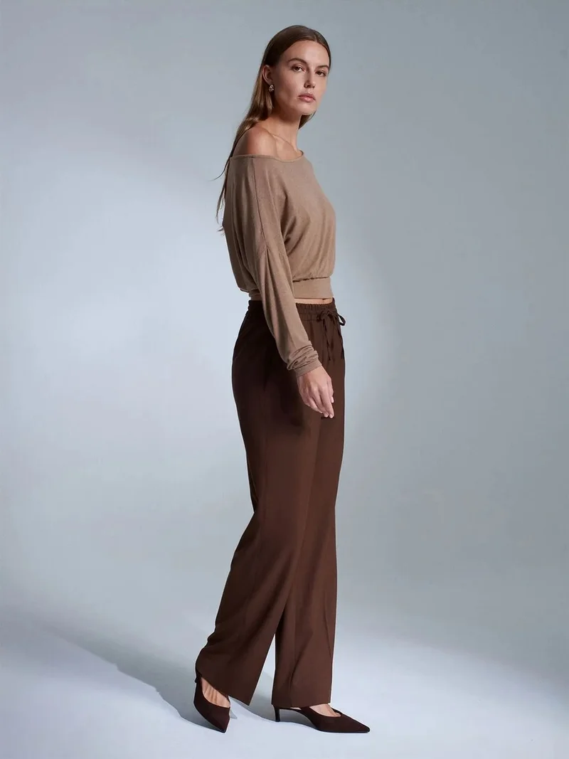 ديلفين DILVIN Women’s Straight-leg Crepe Trousers