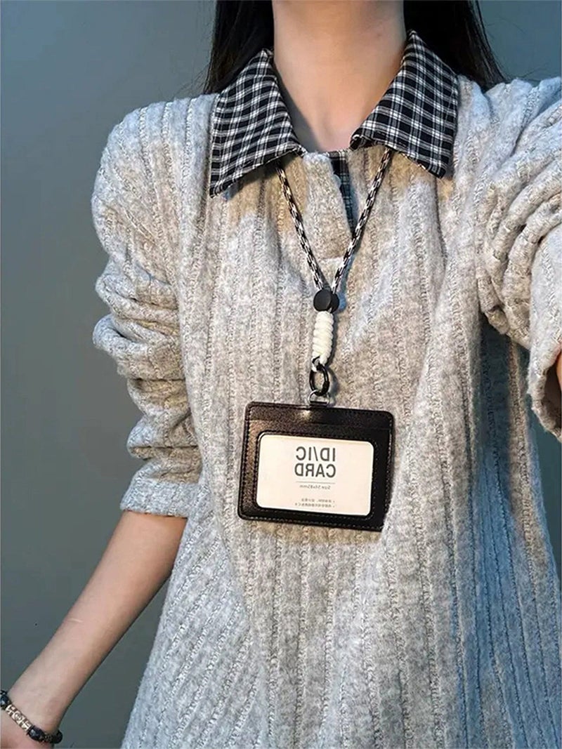 Men's Faux Two-Piece Plaid Polo Neck Sweatshirt Fleece Lined Long Sleeve T-Shirt Layering Base Layer - Image 1