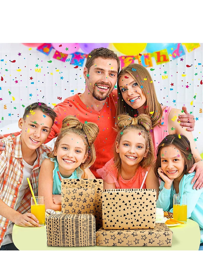 SYOSI Wrapping Paper Sheets Recycled Birthday Set, Tag String Eco Kraft Gift Wrap Present for Women Men Girl Boy Kids - Image 3