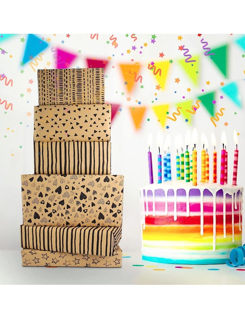 SYOSI Wrapping Paper Sheets Recycled Birthday Set, Tag String Eco Kraft Gift Wrap Present for Women Men Girl Boy Kids - Image 2
