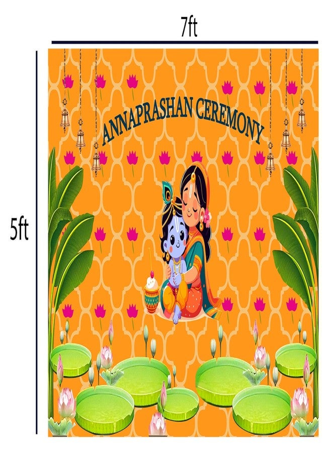 Dhara Creation Annaprashan Ceremony Backdrop (5FT-7FT) Backdrop Cloth for Baby's First Solid Food Ritual, Backdrop Cloth for Decoration Pooja. (Washable Fabric) - Image 2