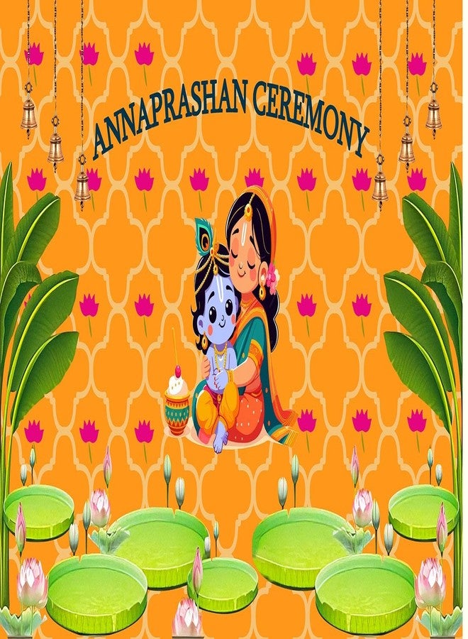 Dhara Creation Annaprashan Ceremony Backdrop (5FT-7FT) Backdrop Cloth for Baby's First Solid Food Ritual, Backdrop Cloth for Decoration Pooja. (Washable Fabric) - Image 4