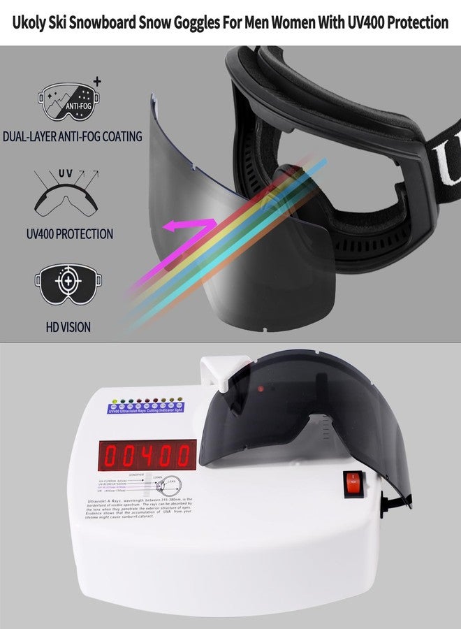 Ukoly Ski/Snowboard Goggles for Men Women, Snow Goggles HD Lens Anti-Fog Coating OTG Design UV400 Protection Windproof (Black Frame Black HD Lens) - Image 2