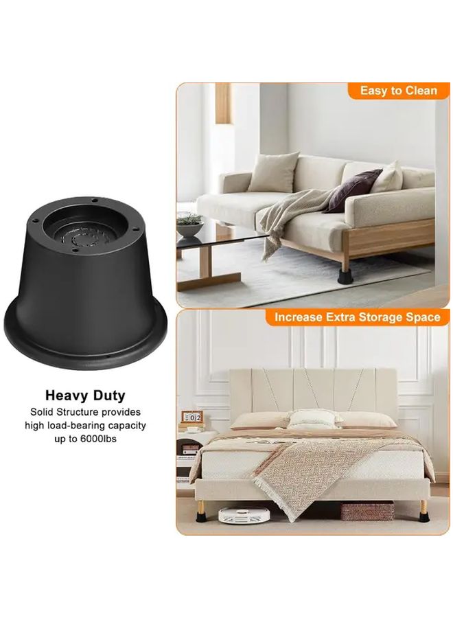 Heavy Duty Furniture Risers 2 3 Inch Round Leg Lifts For Bed Table Desk Sofa Black - Image 5