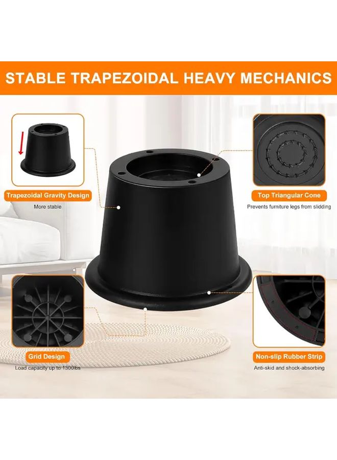 Heavy Duty Furniture Risers 2 3 Inch Round Leg Lifts For Bed Table Desk Sofa Black - Image 4