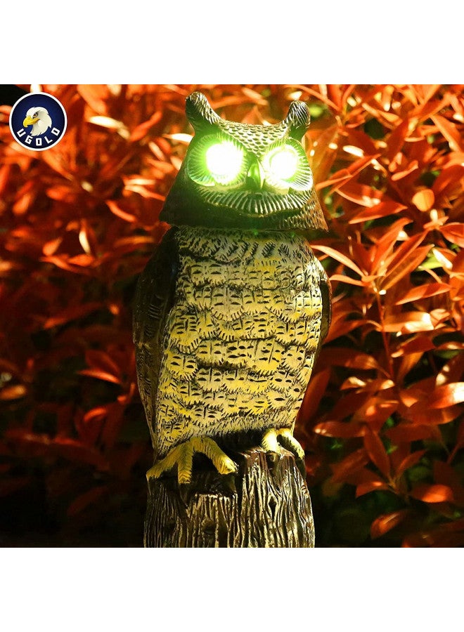 Ugold Ugold Solar Powered Owl with Motion Detection, Silent Mode, Flashing Eyes, Rotatable Head and Realistic Hoots, Plastic Owl Decoration for Home, Garden, Patio and Fence - Image 3