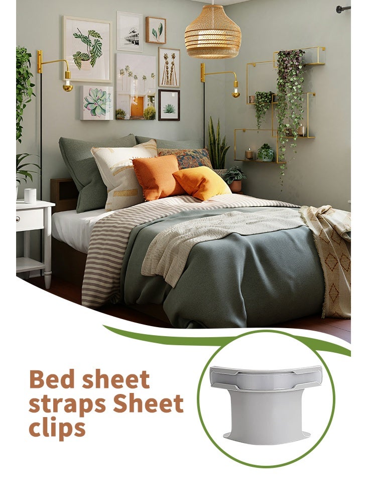MaWadda 4-Piece Bed Sheet Holder Set with Lock Straps - Heavy Duty Fitted Sheet Clips & Corner Grippers to Keep Sheets Tight, Universal Fit for All Mattress Sizes. - Image 5