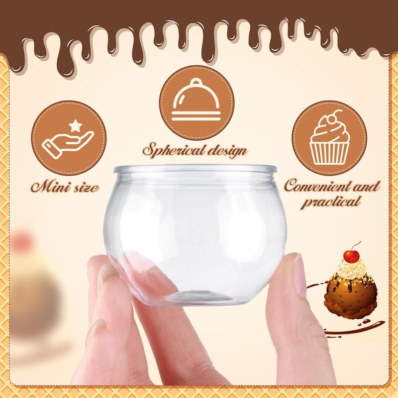 Newtay 50 Pcs 3 oz Sphere Plastic Dessert Cups for Party Small Clear Parfait Appetizer Cups Mini Round Dessert Bowls Disposable Ice Cream Salad Bowls for Serving Wedding Event Birthday Party Cake - Image 4