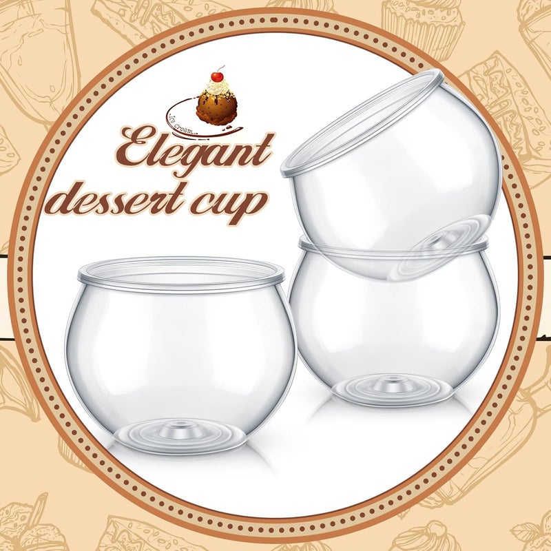 Newtay 50 Pcs 3 oz Sphere Plastic Dessert Cups for Party Small Clear Parfait Appetizer Cups Mini Round Dessert Bowls Disposable Ice Cream Salad Bowls for Serving Wedding Event Birthday Party Cake - Image 5