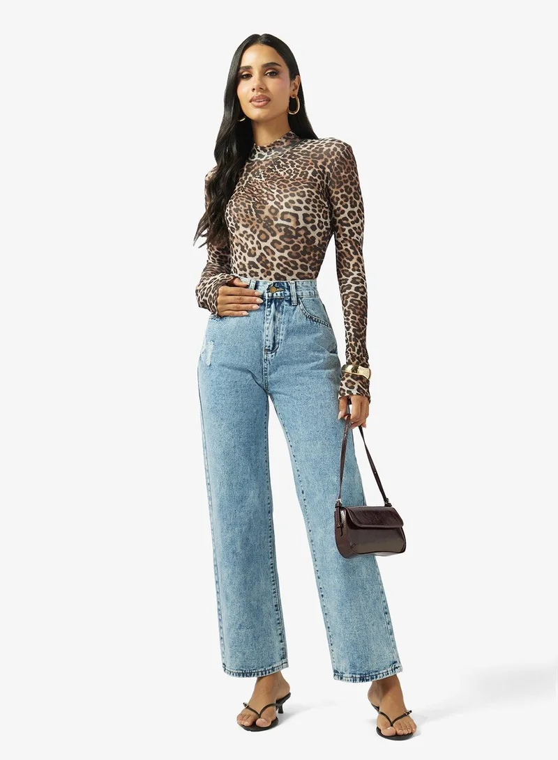Ginger  High Rise Straight Fit Jeans for Women | Best Price UAE