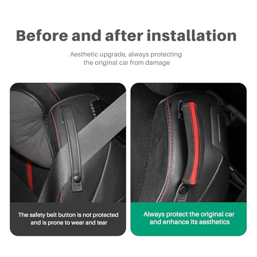 KUNGKIC for Toyota GR86 Subaru BRZ 2021 2022 2023 2024 2025 AlcantaraStyle Seat Belt Pads Cover Kit Interior Decoration Accessories Red - Image 3