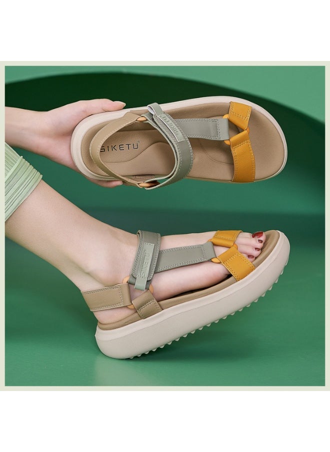 SIKETU Women's Sandals Summer Casual Mixed Color PU Soft Non-Slip Comfort Light Beach Slippers Wedges Platform Shoes Woman  - Image 3