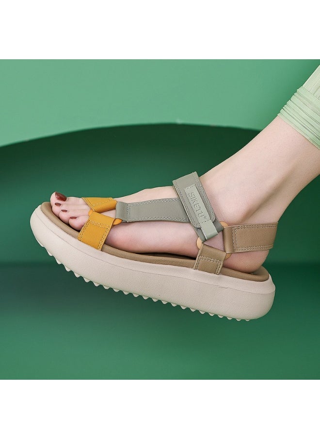 SIKETU Women's Sandals Summer Casual Mixed Color PU Soft Non-Slip Comfort Light Beach Slippers Wedges Platform Shoes Woman  - Image 2