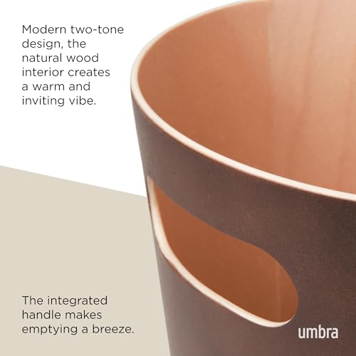 Umbra Woodrow, 2 Gallon Modern Wooden Trash Can Wastebasket or Recycling Bin for Home or Office, Espresso - Image 4