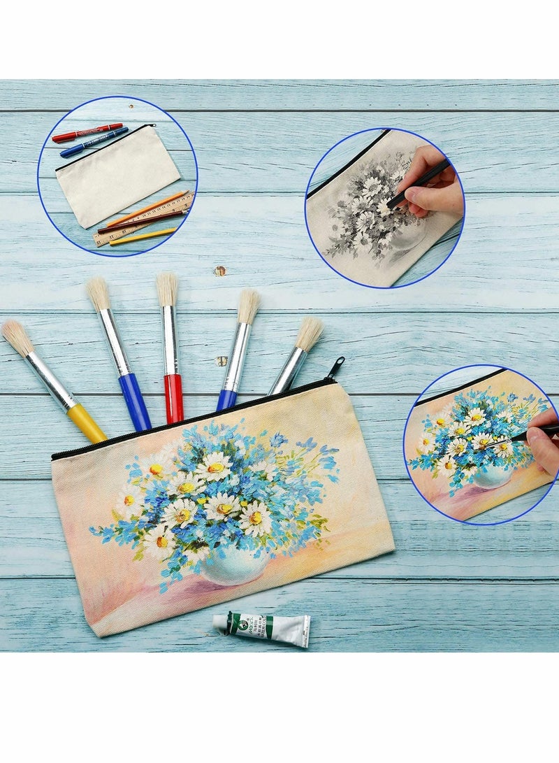 10 قطع من حقائب مستحضرات التجميل DIY مع سحاب، وحقائب مكياج فارغة وحافظة أقلام DIY من القماش القطني وحقائب مستحضرات التجميل DIY متعددة الأغراض وحقائب أدوات الزينة للسفر، وحقائب أدوات الزينة للسفر DIY - Image 2