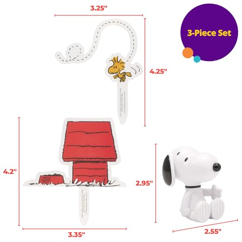DecoPac DecoSet® Peanuts® Snoopy® and Woodstock® Cake Topper, 3-Piece Cake Decoration | For Birthday, Parties, Celebration - Image 5