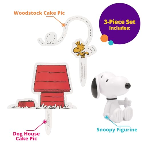 DecoPac DecoSet® Peanuts® Snoopy® and Woodstock® Cake Topper, 3-Piece Cake Decoration | For Birthday, Parties, Celebration - Image 3