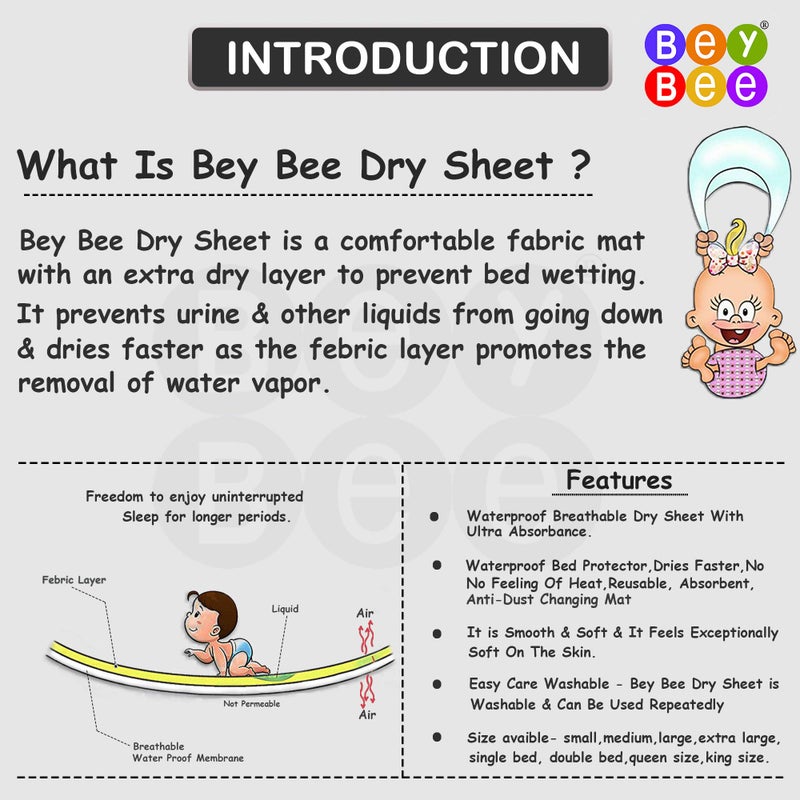Bey Bee بي بي غطاء سرير مقاوم للماء سريع الجفاف للأطفال | وسادة سرير مضادة للتكتل مصنوعة من الفليس فائقة الامتصاص قابلة للغسل | غطاء سرير لحماية سرير الأطفال الصغار، حجم صغير، 50x70 سم، بيج - Image 4