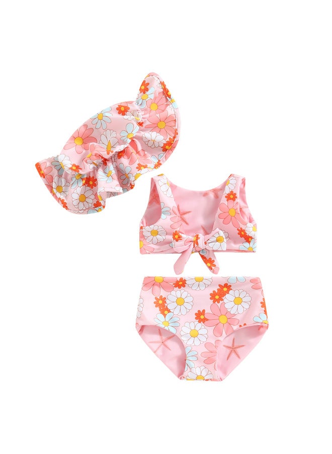 Loquat 4 Color Small Jasmine Fresh Watermelon Sun Flower Double-sided Children's Swimsuit Girls Wholesale-Color:Pink Watermelon- - Image 3