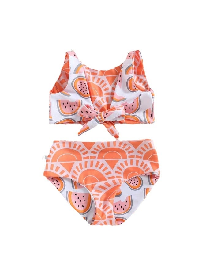 Loquat 4 Color Small Jasmine Fresh Watermelon Sun Flower Double-sided Children's Swimsuit Girls Wholesale-Color:Pink Watermelon- - Image 5