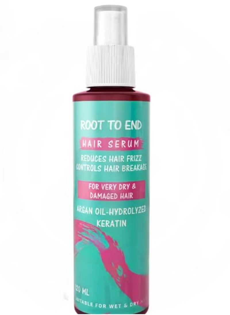 ROOT TO END Root to End Hair Serum – Anti-Frizz & Instant Repair for Very Damaged Hair – With Argan Oil & Hydrolyzed Keratin – 120ml  - Image 1
