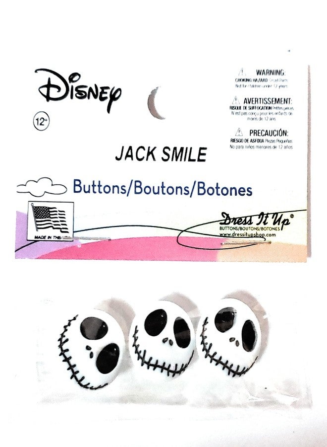 Dress It Up Disney's Nightmare Before Christmas Jack Skellington Buttons by Dress It Up Buttons and Embellishments - 3 Pieces - Jack Smile - Image 1