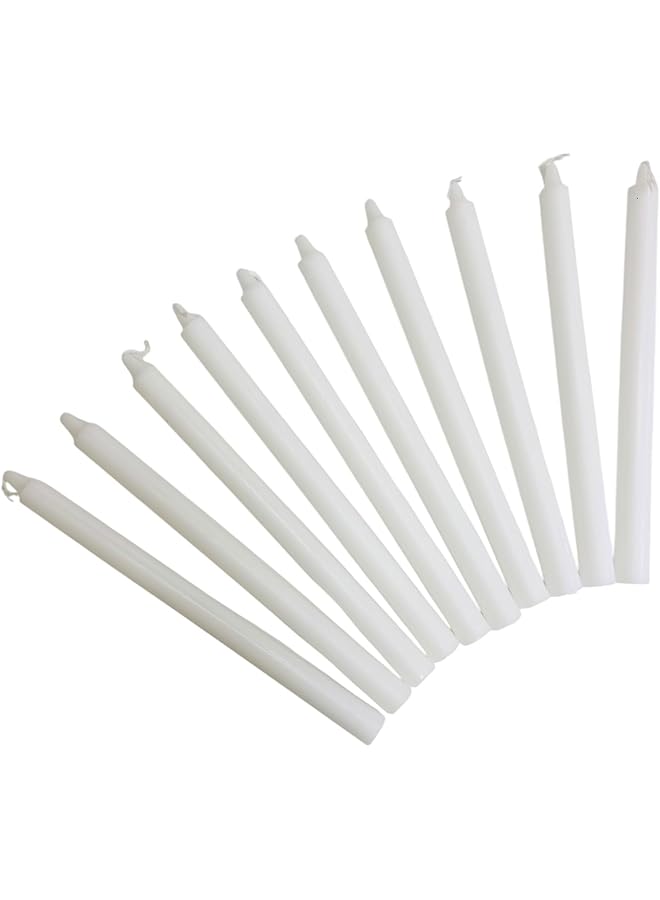 The Bros Taper Candles White Color Long 19cm x Round 1.5cm Set Of 10Pcs (19cm White Candles 10Pcs) - Image 1