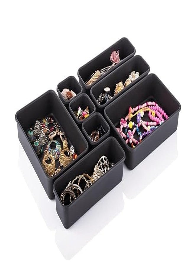 HOMETIC Drawer Organizer Set Of 8,Interlocking Desk Drawer Organizer, Drawer Organizers and Storage for Makeup, Black Drawer Dividers For Office, Cabinet, kitchen, Bedroom,Bathroom - Image 5