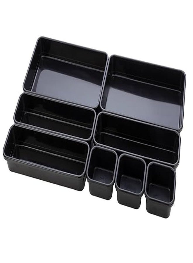 HOMETIC Drawer Organizer Set Of 8,Interlocking Desk Drawer Organizer, Drawer Organizers and Storage for Makeup, Black Drawer Dividers For Office, Cabinet, kitchen, Bedroom,Bathroom - Image 1