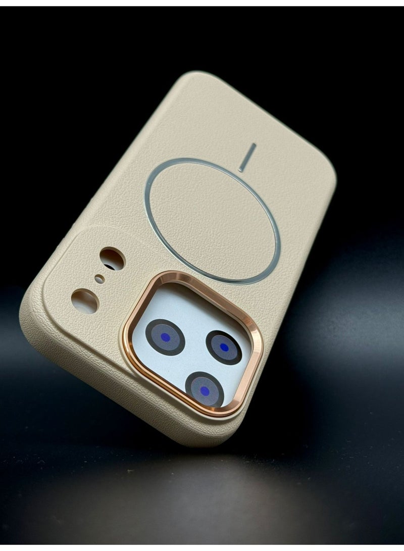 general Premium MagSafe Leather Texture Case for iPhone 17 Pro – Shockproof, Slim & Magnetic Wireless Charging Compatible (Off White) - Image 3